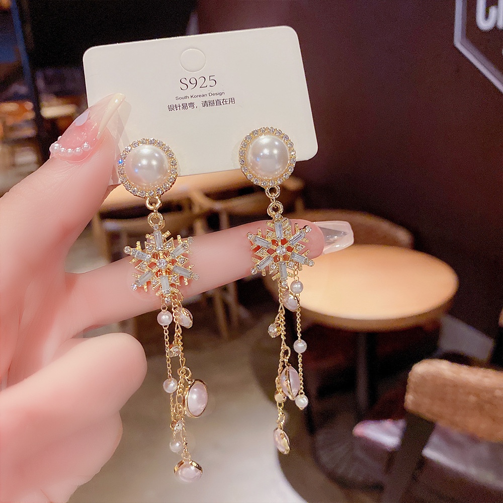 Bông Tai Dáng Dài Đính Ngọc Trai Nhân Tạo Thời Trang Hàn Quốc 2022 Dành Cho Nữ