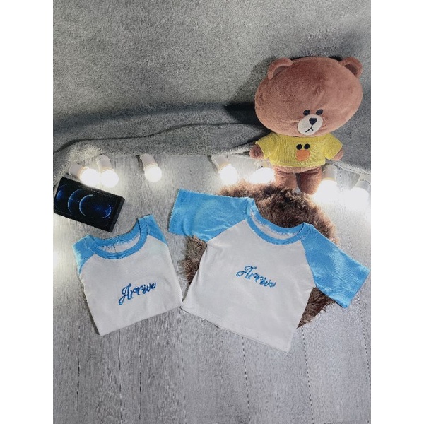 Áo croptop thun borip ảnh thật tay xanh thêu chữ