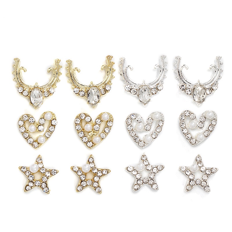 Miếng Dán Trang Trí Móng Tay Nghệ Thuật Hình Hươu Sao Năm Cánh Bằng Hợp Kim Màu Sắc Đa