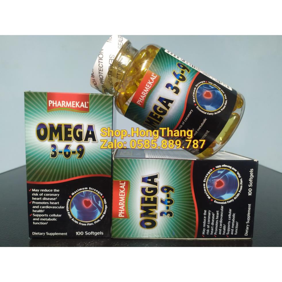 Omega 3-6-9 Pharmekal chứa tinh chất dầu cá, dàu gấc, omega, vitamin hỗ trợ sức khỏe, đẹp da, sáng mắt hộp 100 viên