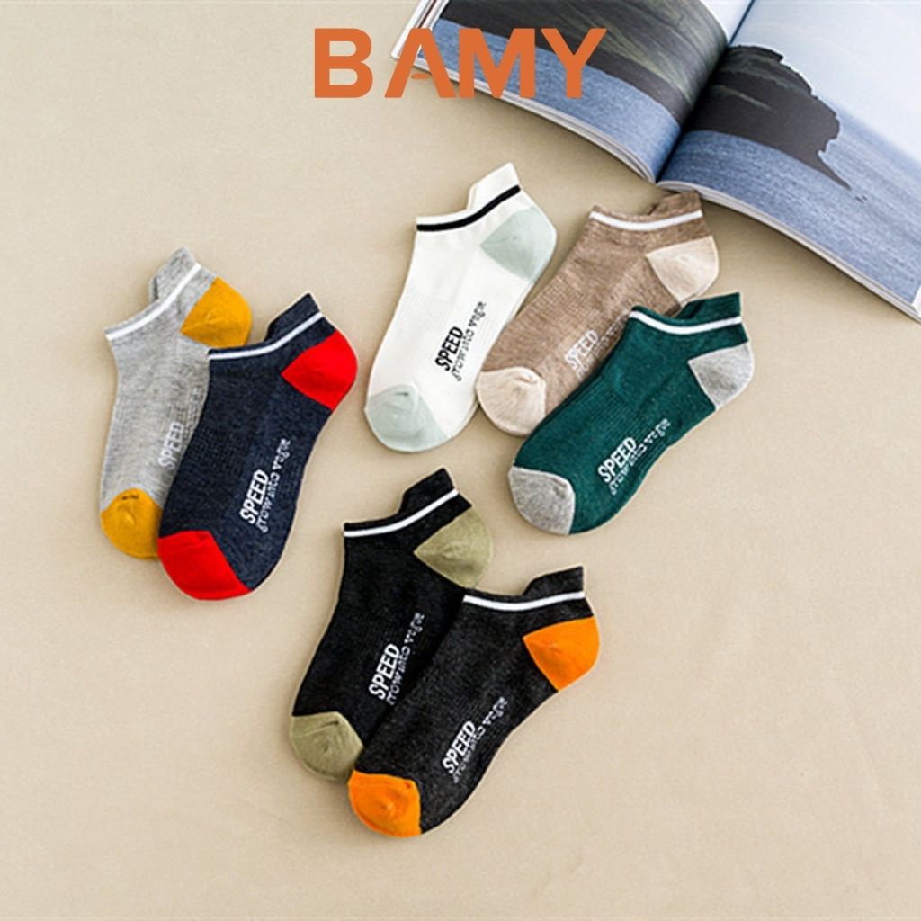 Sét 2 đôi Tất nam nữ cổ ngắn SPEED nhiều màu, Vớ unisex BAMY chất cotton co dãn 4 chiều