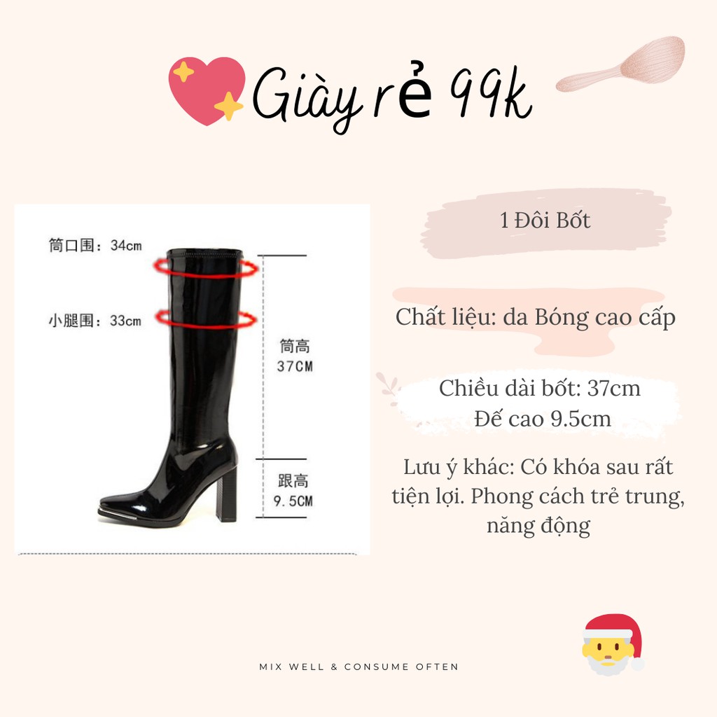 SẴN Giày Bốt Đùi Da Bóng Cao Cấp co giãn sang chảnh cao 9 cm quảng châu loại 1 Ảnh thật B007