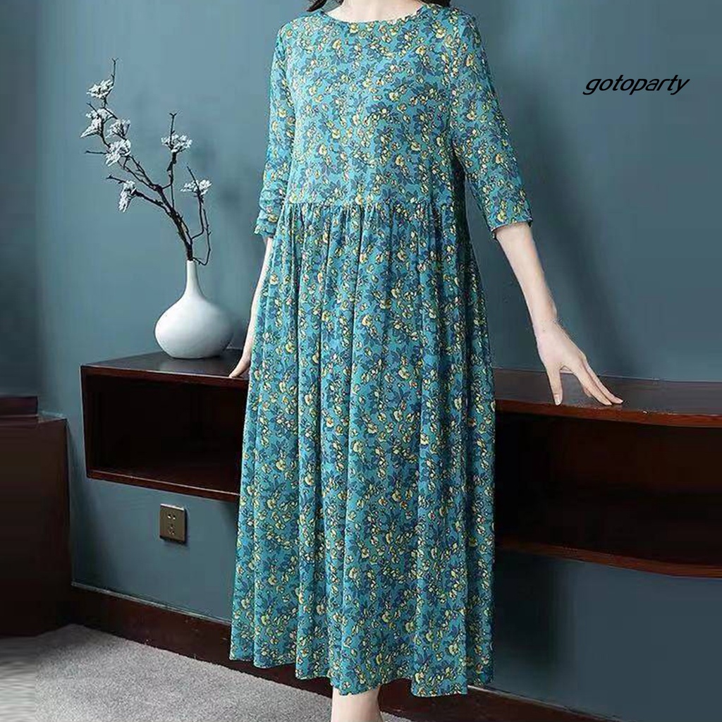 Đầm Tay Ngắn Chất Liệu Polyester Thân Thiện Với Da In Họa Tiết Hoa Thời Trang Mùa Hè Cho Nữ | BigBuy360 - bigbuy360.vn