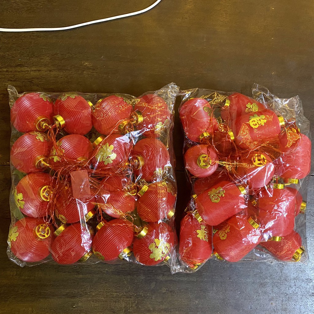 (Dùng Điện) Dây Đèn Led Lồng Đèn Đỏ Size Lớn Dài 5 Mét 16 Bóng Trang Trí Tết, Trung Thu, Đám Cưới, Sự Kiện