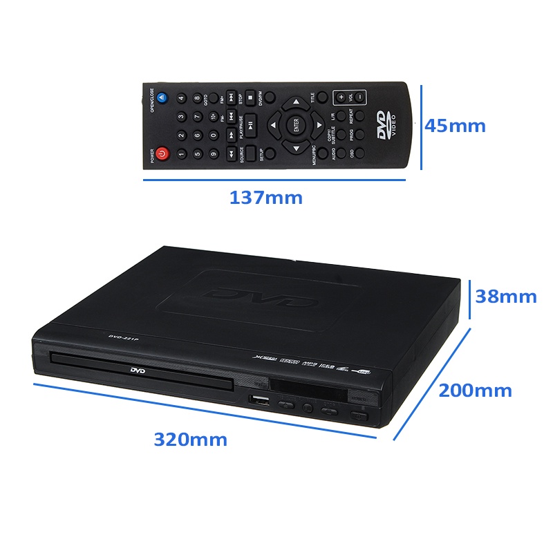 Đầu DVD Đa Phương Tiện Kỹ Thuật Số 1080P Cổng USB 2.0 3.0 Hỗ Trợ HDMI CD SVCD VCD MP3