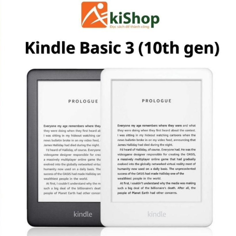 Máy đọc sách cũ Kindle Basic 10th 4GB chính hãng có đèn nền Akishop