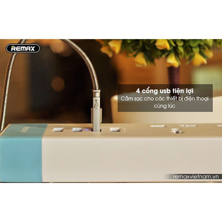 💥Chính Hãng💥 Ổ cắm điện sạc nhanh đa năng Remax, Rạng Đông 3 ổ đa năng + 4 ổ USB, hàng nhập khẩu RU-S2 Bảo hành Dài