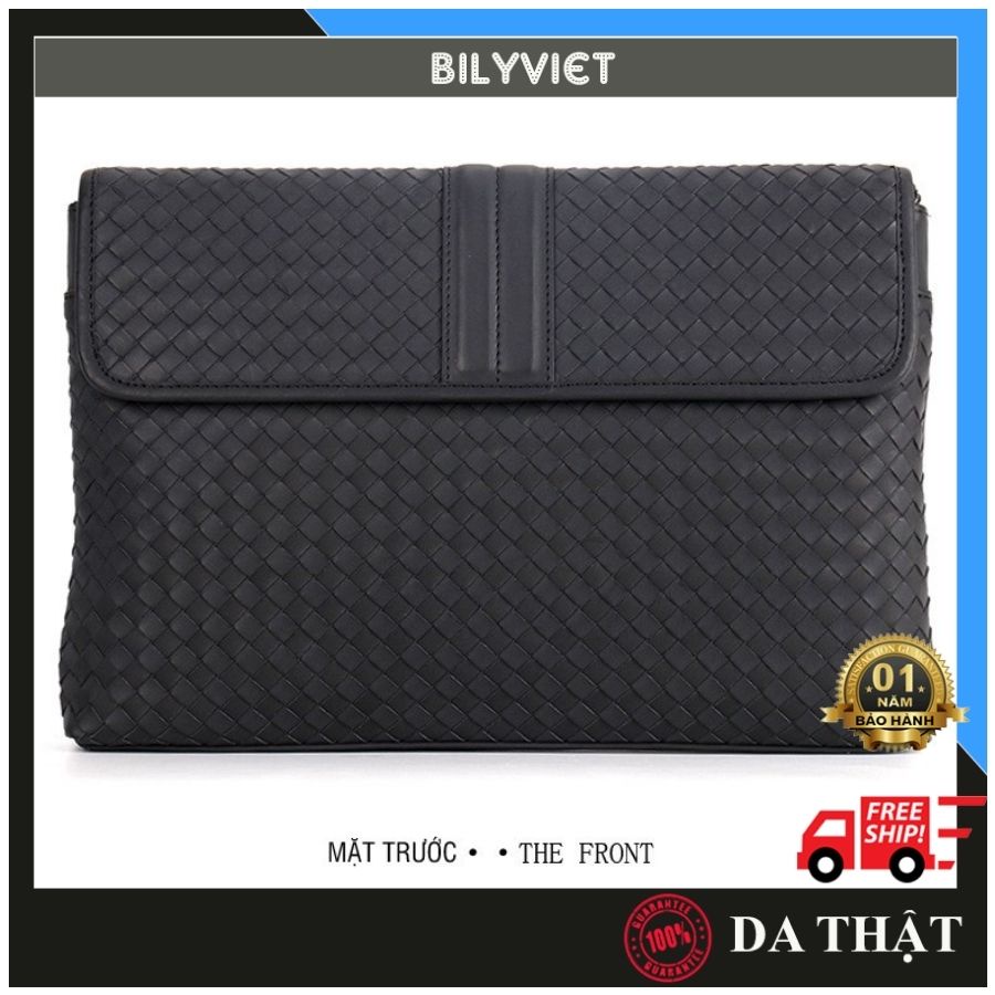 Túi Xách Nam Nữ da thật | Clutch Nam Nữ Da thật | Da Đan Độc đáo | Đựng Macbook, Ipad, máy tính bảng, giấy tờ| Bilyviet
