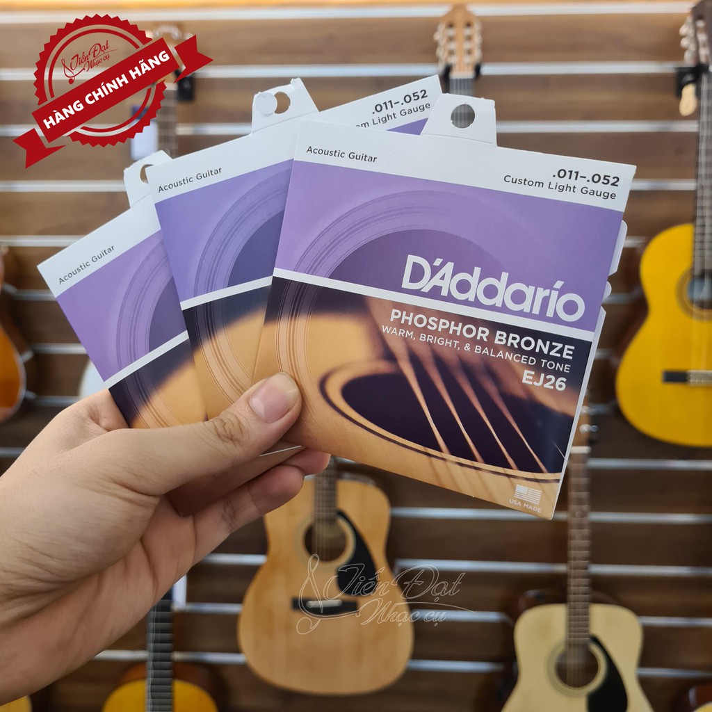 Bộ Dây Đàn Guitar Chính Hãng Acoustic D'Addario EJ13, EJ26, ULTRAPACK EJ910- EJ26 - Tặng Kèm 2 Pick Gảy