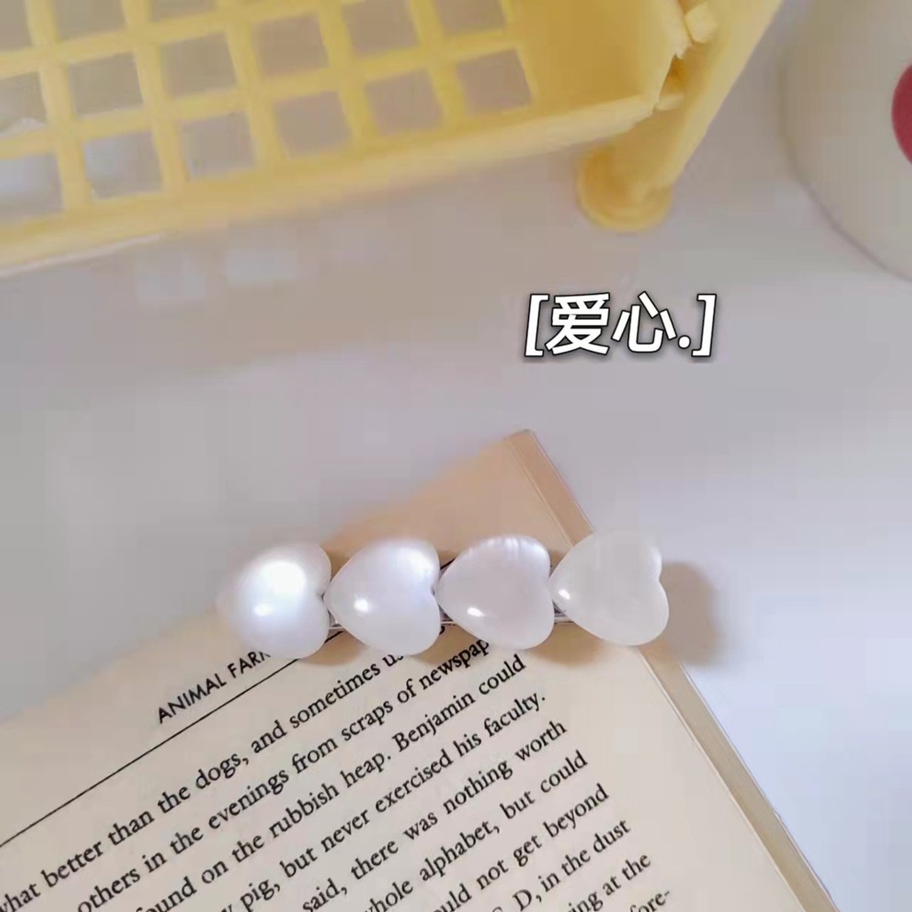 KẸP TÓC MÁI ĐÍNH ĐÁ OPAL NHÂN TẠO TRẮNG TRONG SUỐT HÌNH VUÔNG VÀ TRÁI TIM ĐƠN GIẢN ĐỘC ĐÁO