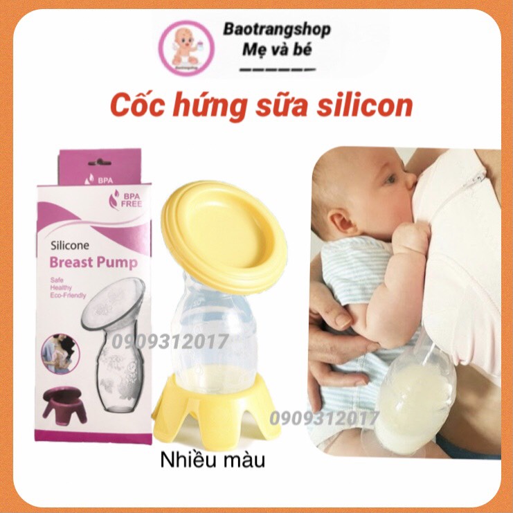 [Siêu rẻ] Cốc hứng sữa silicon rảnh tay cho mẹ, phễu hút sữa tự động (Kèm nắp và chân đứng)