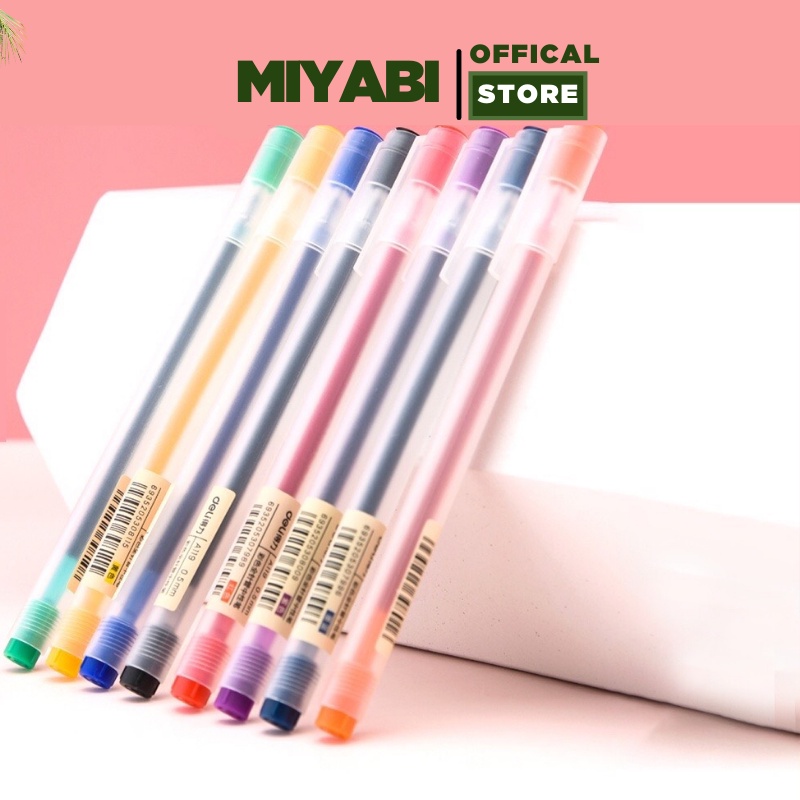 Bút mực gel nhiều màu Deli cute ngòi 0.5mm cao cấp - Bút gel nhiều màu trang trí sổ dễ thương - MIYABI STORE