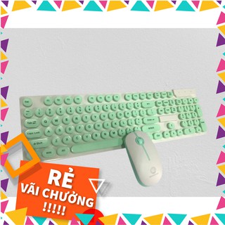 Bàn phím +Chuột Không Dây MIDIO RX-1500 chống nước - chống ồn (Màu xanh ngọc dịu mắt) tặng kèm pin