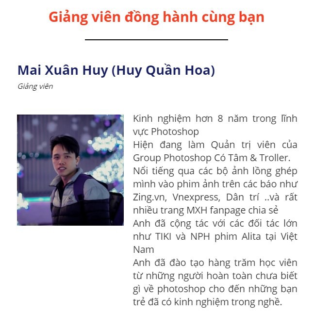 Khóa học online Unica thiết kế đố họa ghép ảnh chuyên nghiệp làm chủ Photoshop cùng Huy Quần Hoa