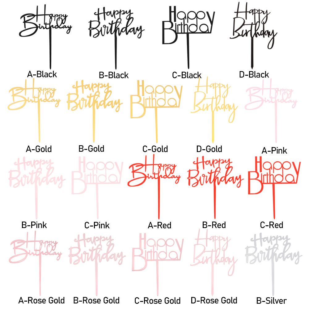 Phụ kiện trang trí bánh kem hình chữ Happy Birthday bằng acrylic tráng gương DIY