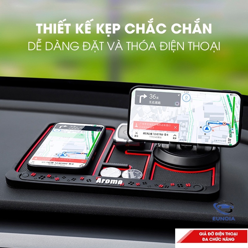 Giá Đỡ Điện Thoại Trên Ô Tô, Chống Trượt, Xoay 360 độ, Có Bảng Số Điện Thoại - thảm đt đặt taplo ô tô