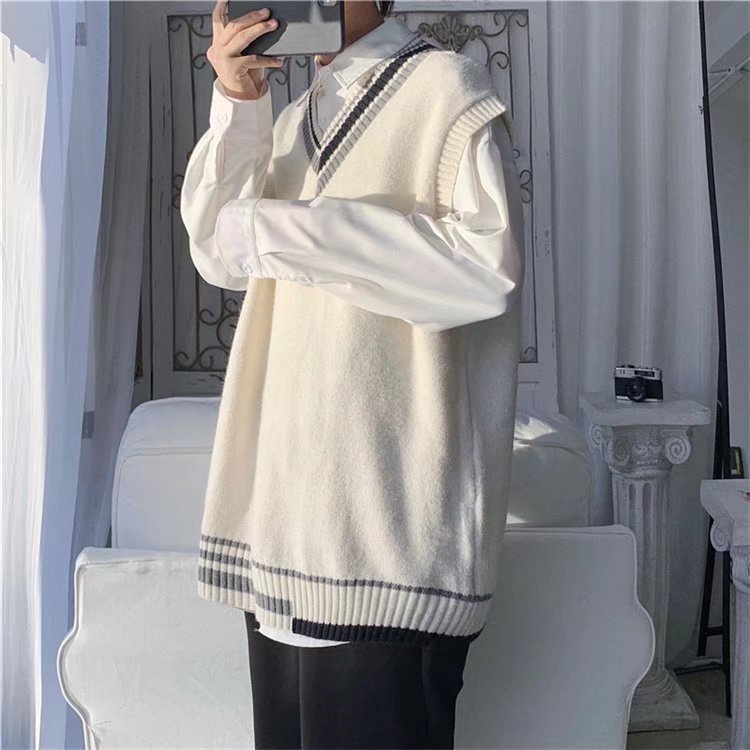 Áo Sweater Sát Nách Cổ V Kiểu Anh Thời Trang Mùa Thu Cho Nam