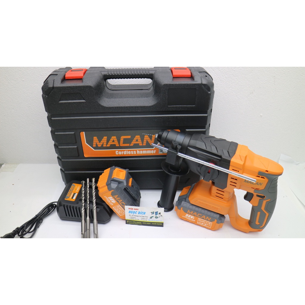 Máy Khoan Bê Tông Pin MACAN 98VF Không Chổi Than 2 Chức Năng Tặng Kèm  3 mũi khoan