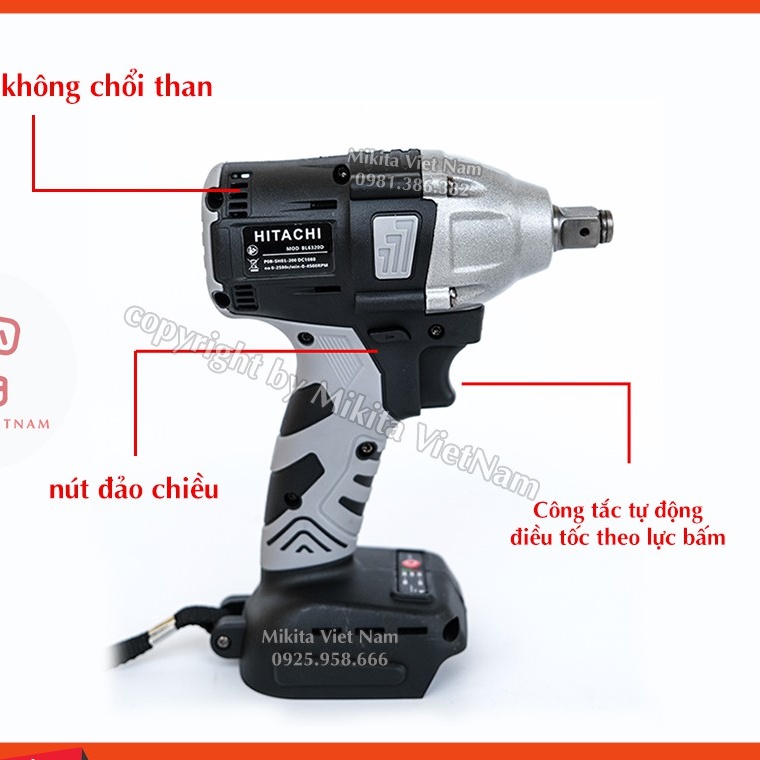 Máy Siết Bulong Hitachi 199V - Động cơ không chổi than- Loại 1