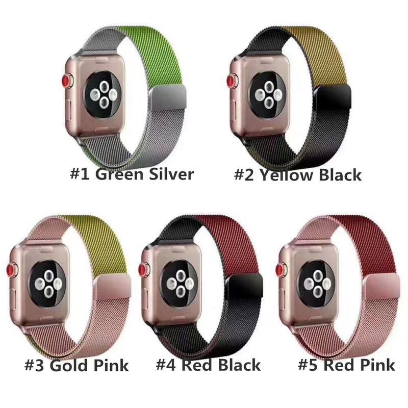 Dây đeo bằng inox màu cầu vồng cho đồng hồ thông minh Iwatch Series Se 6 5 4 3 2 1 40mm 44mm 42mm 38mm