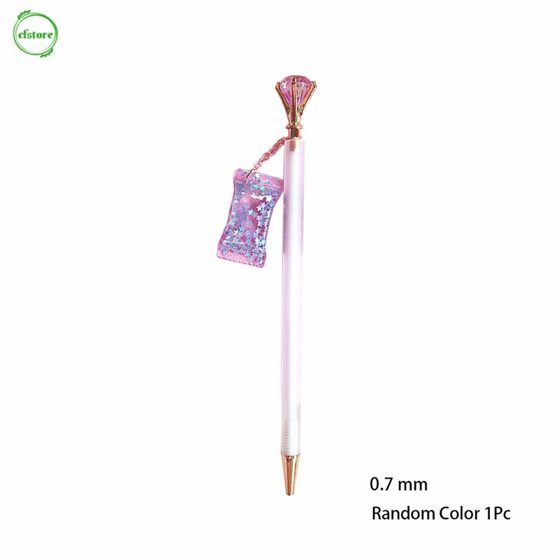 Bút chì bấm đầu 0.5/0.7mm thiết kế đầu hình kim cương kèm mặt phụ kiện dạng viên kẹo xinh xắn