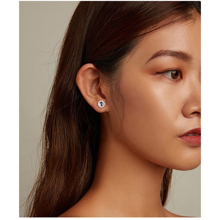 Khuyên tai Bamoer BSE570 bạc thật 925 hình mặt trời chói loá thời trang cho nữ