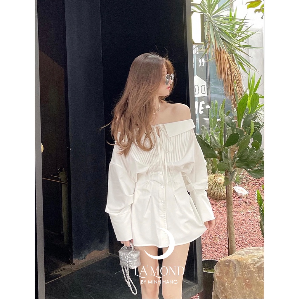 Đầm thô hàn trễ vai thiết kế hai dây xếp ly ngực ( VMH004 ) | BigBuy360 - bigbuy360.vn