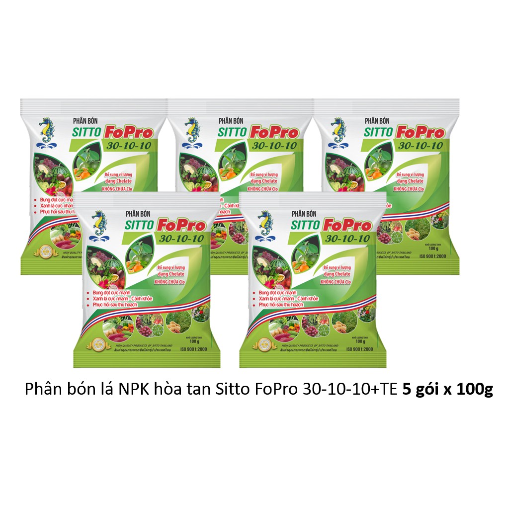 Phân bón lá NPK hòa tan Sitto FoPro 30-10-10+TE gói 250g/500g