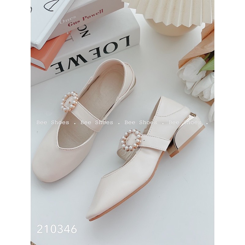 BEESHOES - GIÀY BÚP BÊ NỮ MŨI TRÒN ĐẾ VUÔNG - GIÀY BÚP BÊ NỮ MŨI TRÒN ĐẾ VUÔNG CAO 2 PHÂN SẴN MÀU KEM 210346