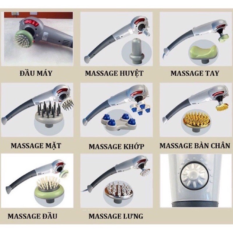 Máy massage cầm tay 7 đầu Hàn quốc AYS-Bảo hành 5 năm chính hãng