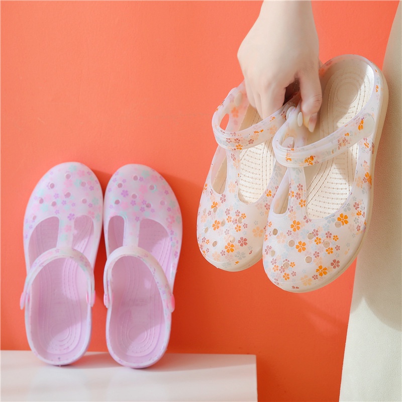 Giày Sandal Nhựa Chống Trượt Hở Ngón In Họa Tiết Thời Trang Mùa Hè Phong Cách Mới Cho Nữ FT9054