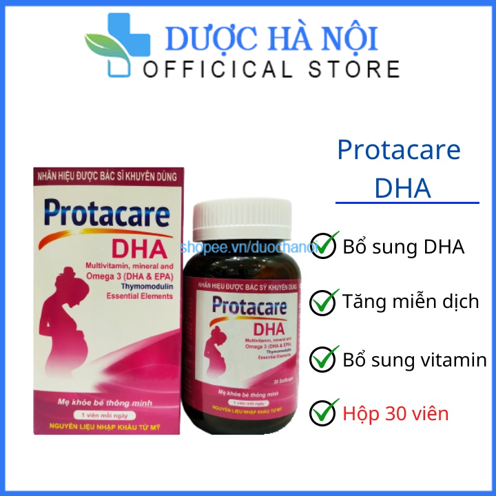 Viên uống sắt tổng hợp Protacare tốt cho bà bầu, tăng miễn dịch, bổ sung DHA - Hộp 30 viên