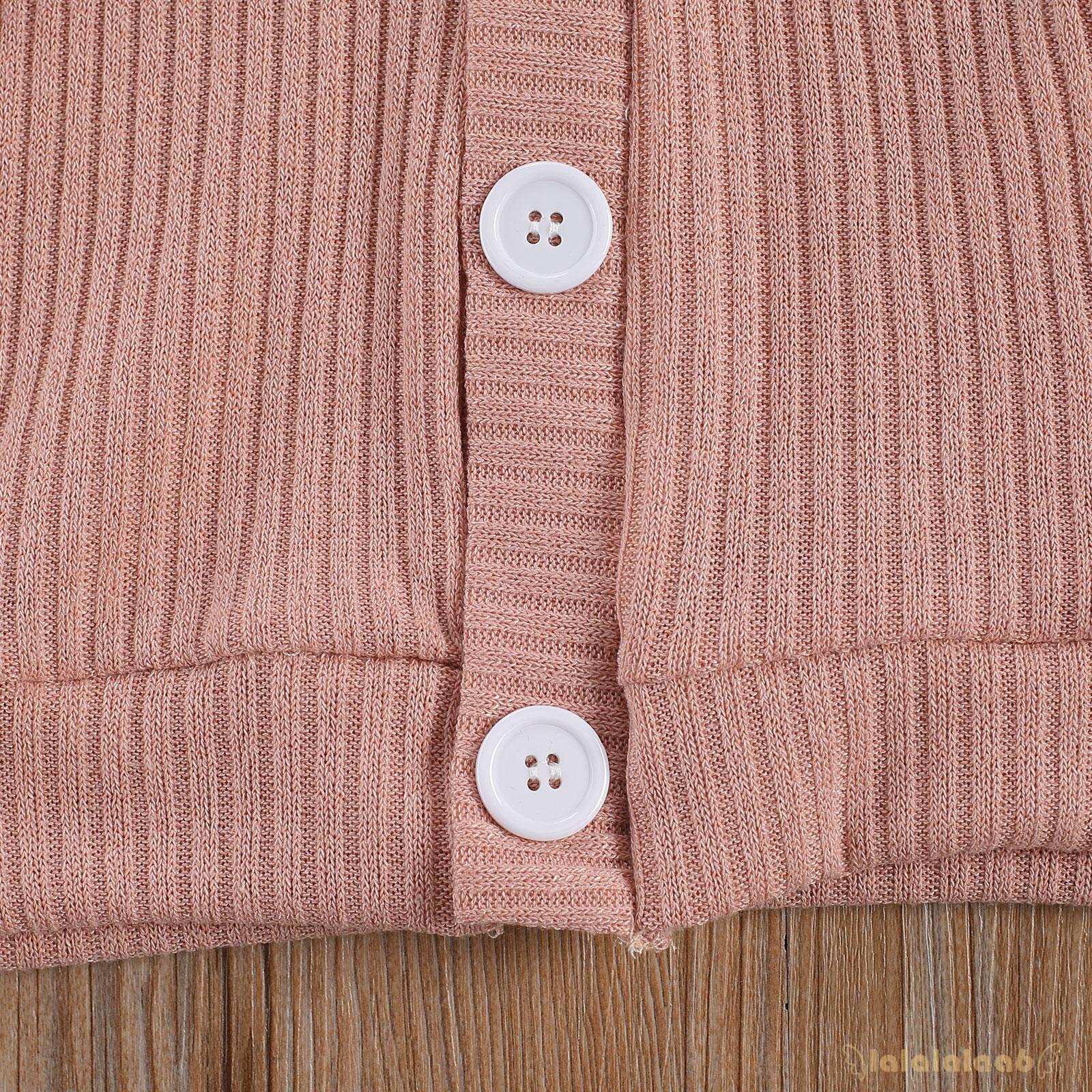 Áo Cardigan Dệt Kim Tay Dài Màu Hồng Phối Nút Trước Cho Bé Gái