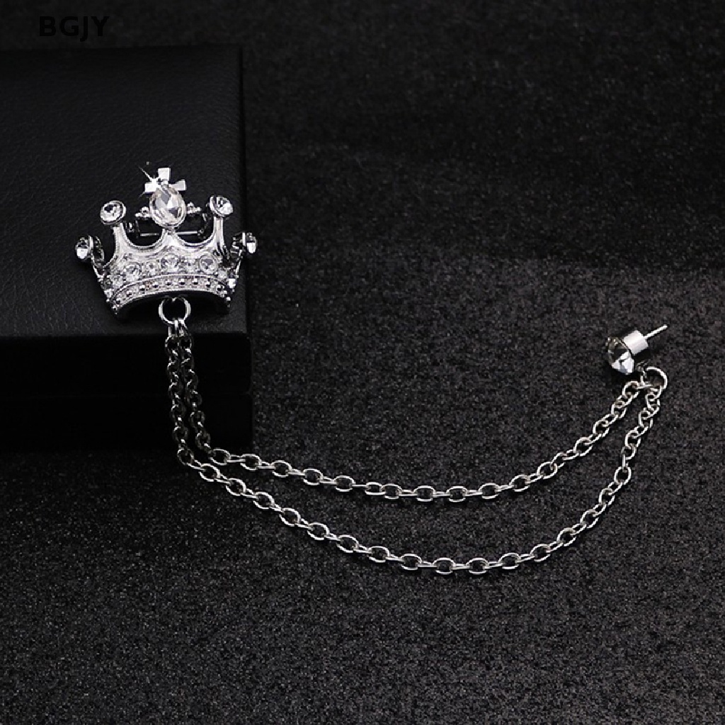 BGJY Fashion Crown Chain Tassel Brooch Pin Collar Badge Corsage Men Women Jewelry NEW