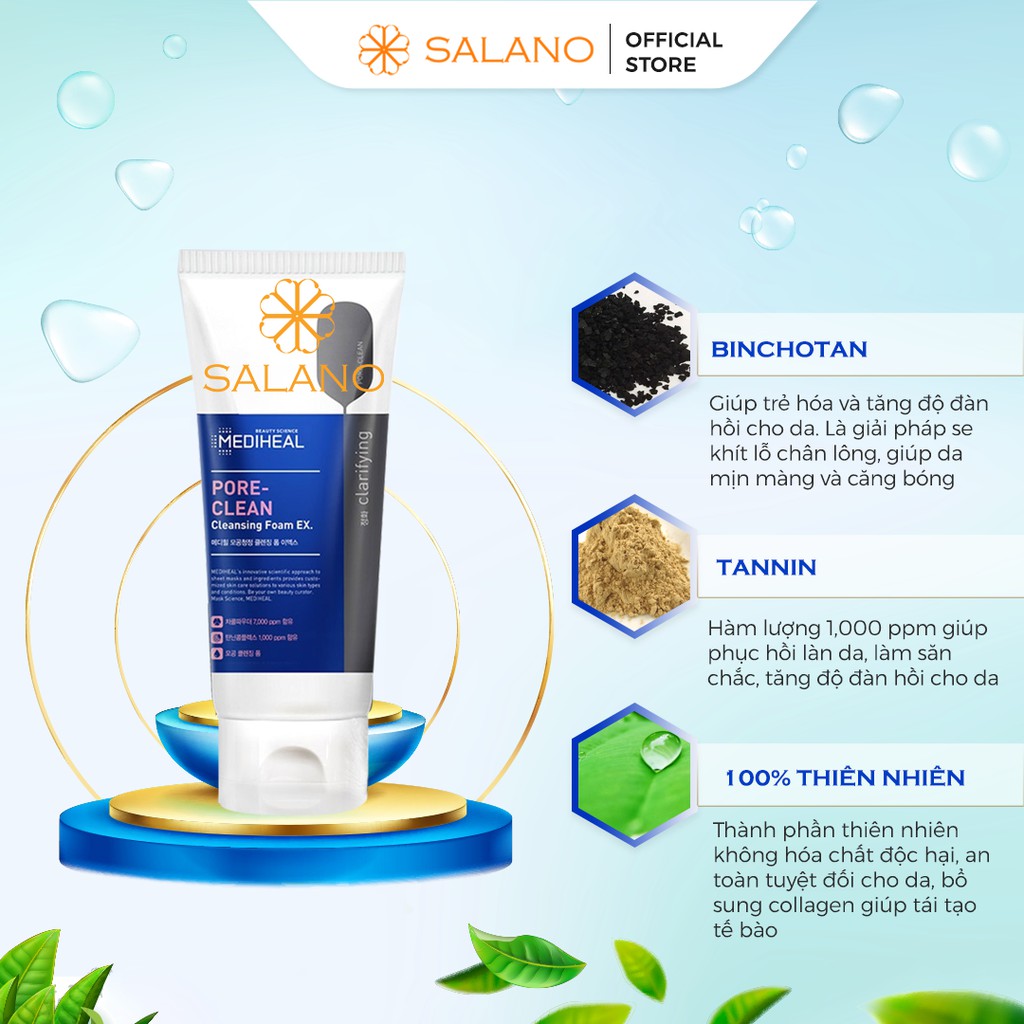Sữa rửa mặt cho da mụn nhạy cảm than hoạt tính cấp ẩm dịu nhẹ tạo bọt MEDIHEAL SALANO RMSLN25 170ml | BigBuy360 - bigbuy360.vn