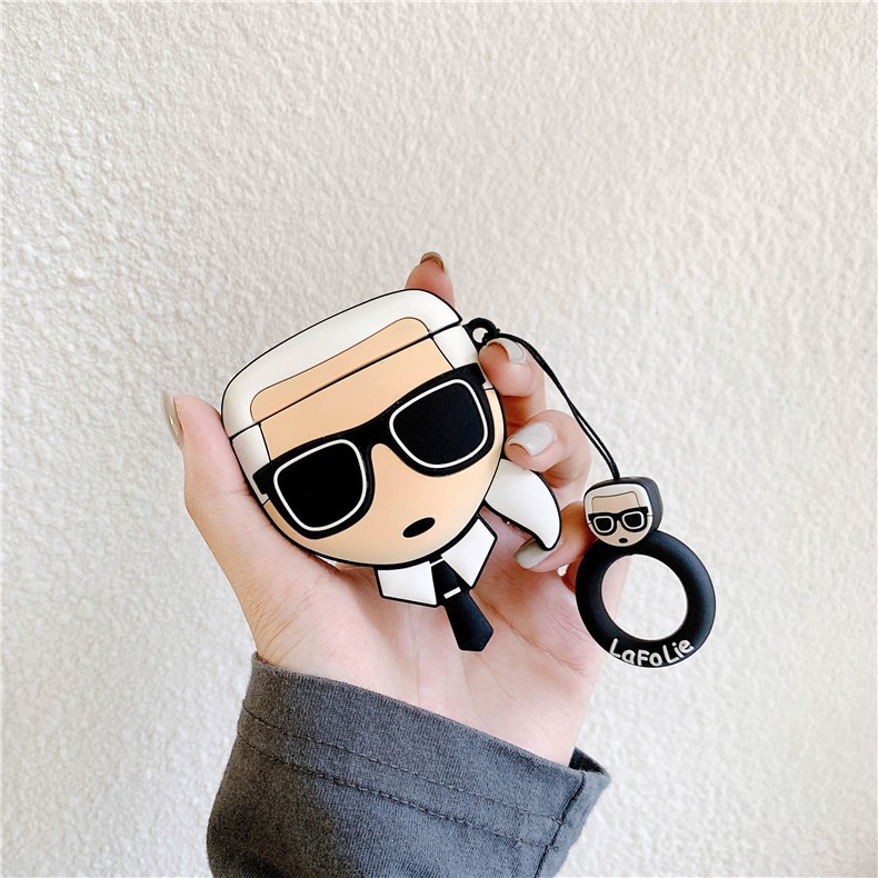 Vỏ silicon hình hoạt hình Lafayette Karl Lagerfeld lafolie sáng tạo cho hộp đựng tai nghe Airpods 1/2