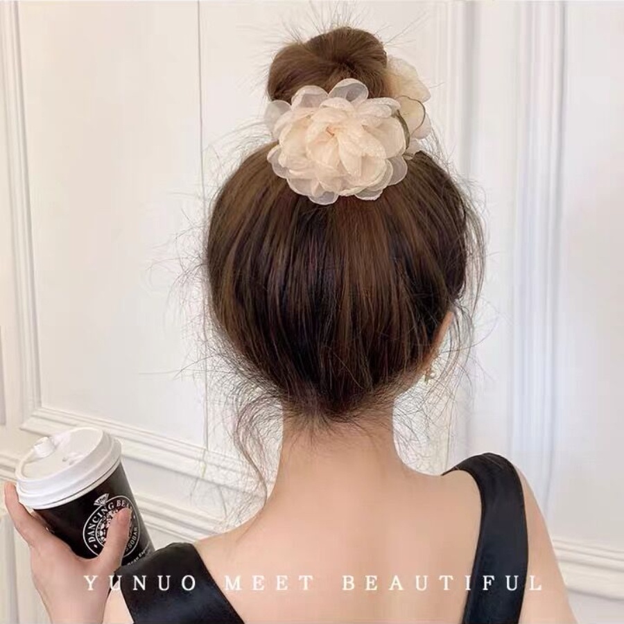 Kẹp Tóc Nhiều Lớp Đính Hoa Và Bóng Tròn Ngọt Ngào Thời Trang Hàn Quốc Cho Nữ