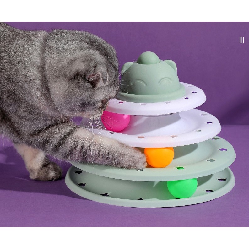 Đồ chơi tháp banh 3 tầng cho mèo _ Đồ chơi cho mèo
