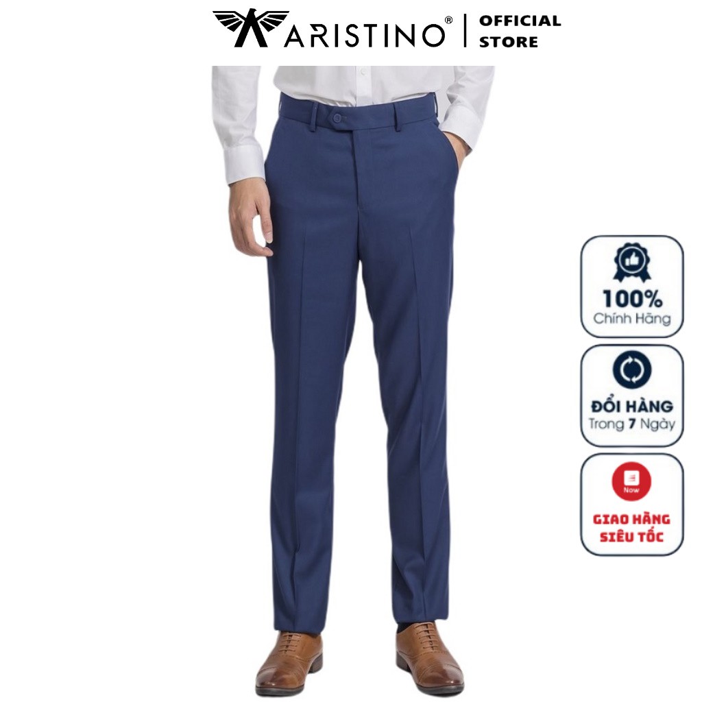 Quần Tây Nam Aristino ATRR0209 Quần Âu Nam Màu Xanh Tím Than 51 Dáng Regular Fit Vải Polyester