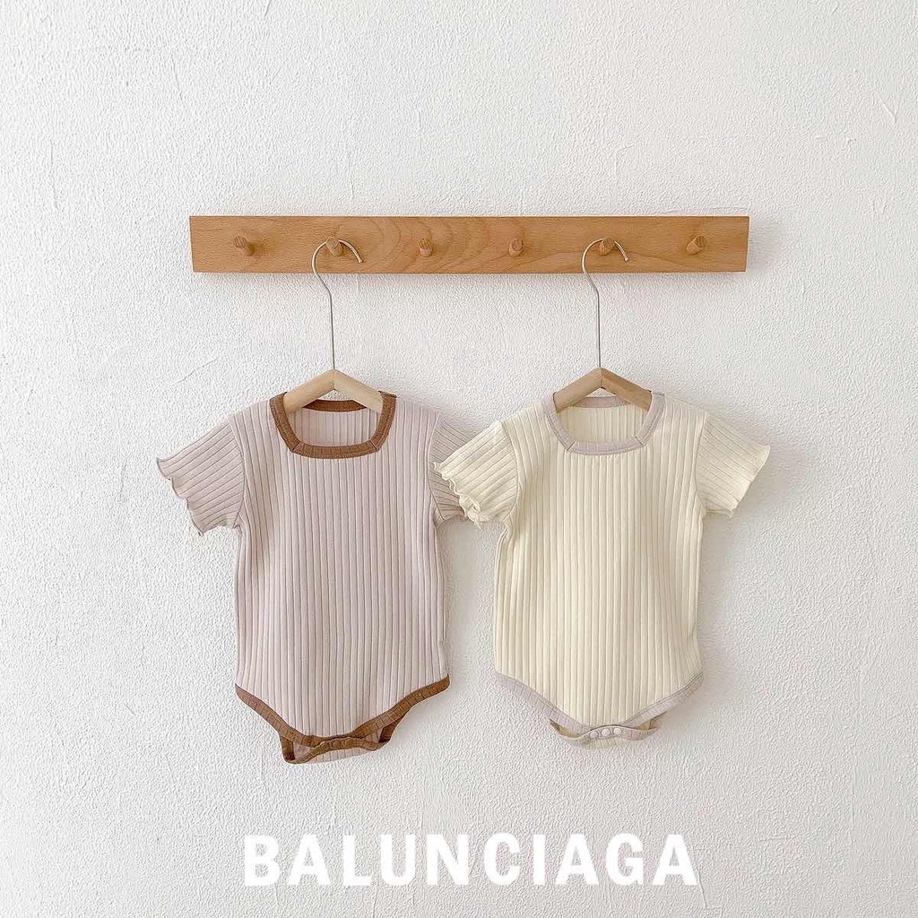 Bộ Áo Liền Quần Tay Ngắn Phối Bèo Màu Sắc Ngọt Ngào Thời Trang Mùa Hè Xinh Xắn Cho Bé Gái 0-2 Tuổi