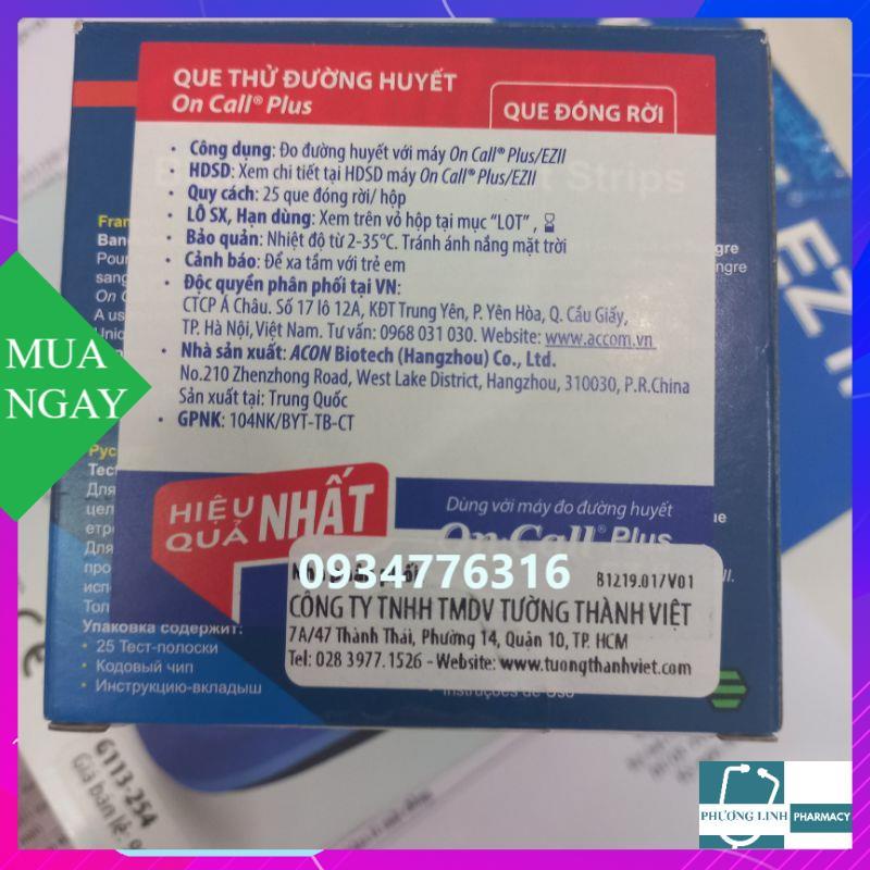 Máy và que thử đường huyết On Call