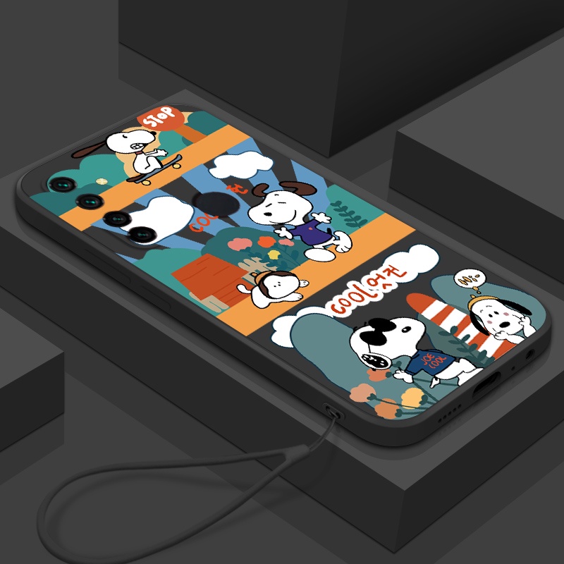 Ốp Điện Thoại Silicon In Hình Snoopy Có Dây Đeo Cho Realme 5 5i 5 pro 6 6i 6 pro c3