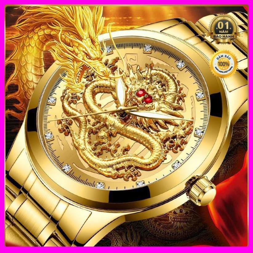 ĐỒNG HỒ NAM MẶT RỒNG 3D MẮT ĐỎ CỰC ĐẸP  TẶNG KÈM HỘP VÀ PIN DỰ PHÒNG  [ Đồng Hồ Nam Cao Cấp] | BigBuy360 - bigbuy360.vn