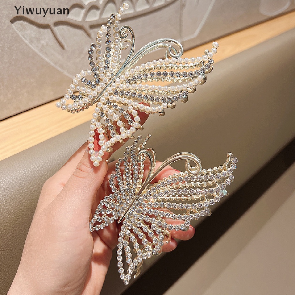 &lt; Yiwuyuan &gt; Kẹp Tóc Hình Bướm Đính Kim Cương Giả Thanh Lịch Cho Nữ Giảm Giá