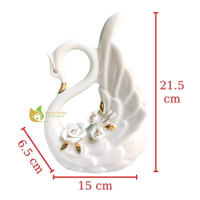 Tượng cặp đôi thiên nga trắng hạnh phúc chất liệu gốm sứ cao cấp, quà tặng tân gia khai trương, trang trí sang trọng