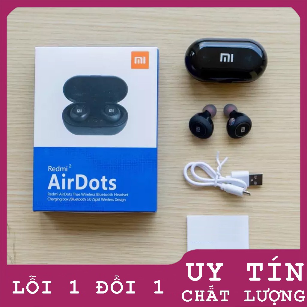 Tai Nghe Bluetooth Redmi2 Airdots True Wireless 5.0 SIÊU BASS, Cảm Biến Tự Động Kết Nối