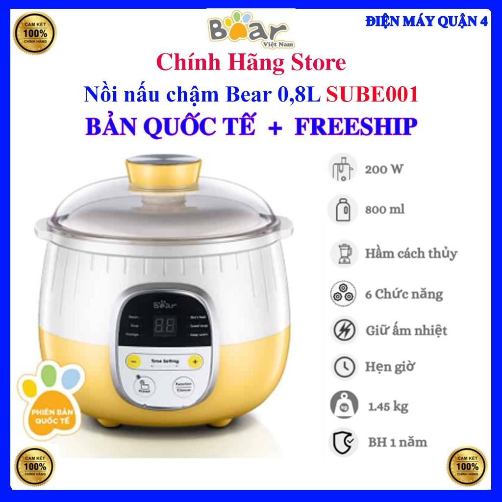 Nồi nấu chậm 0,8L Bear SUBE001 - Bản Quốc Tế - BH 18 tháng