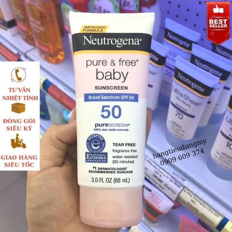 Kem chống nắng Neutrogena Pure Free Baby Mineral Sunscreen SPF50