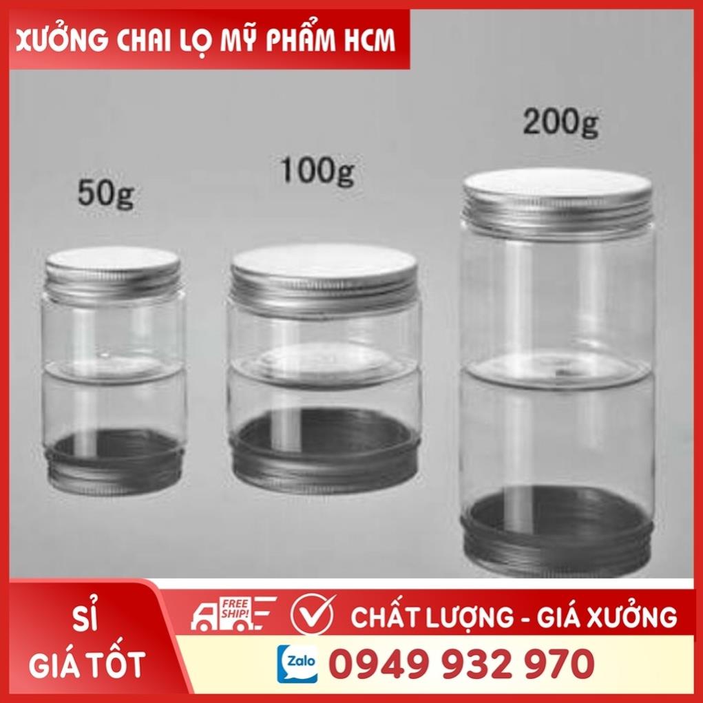 Hũ Nhựa Pet Nắp Nhôm Cao Cấp 50g/100g/200g Chiết Mỹ Phẩm - Hũ Đựng Kem