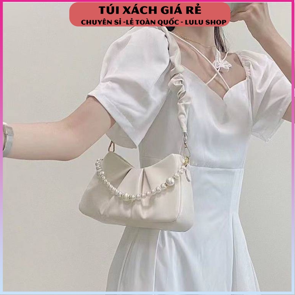 [NEW](có ảnh thật)Túi đeo dưới cánh tay,Túi đeo chéo kết hợp quai ngọc trai nhân tạo phong cách Hàn Quốc 2022